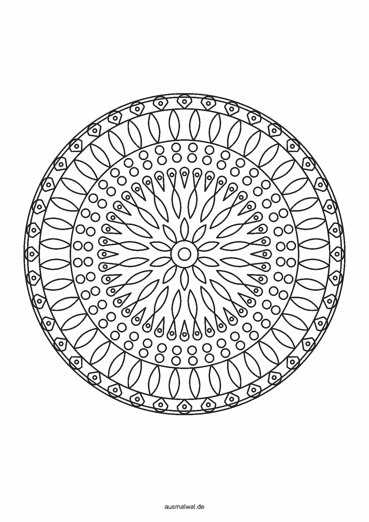 Mandala Nr. 11 zum Ausmalen, knifflig