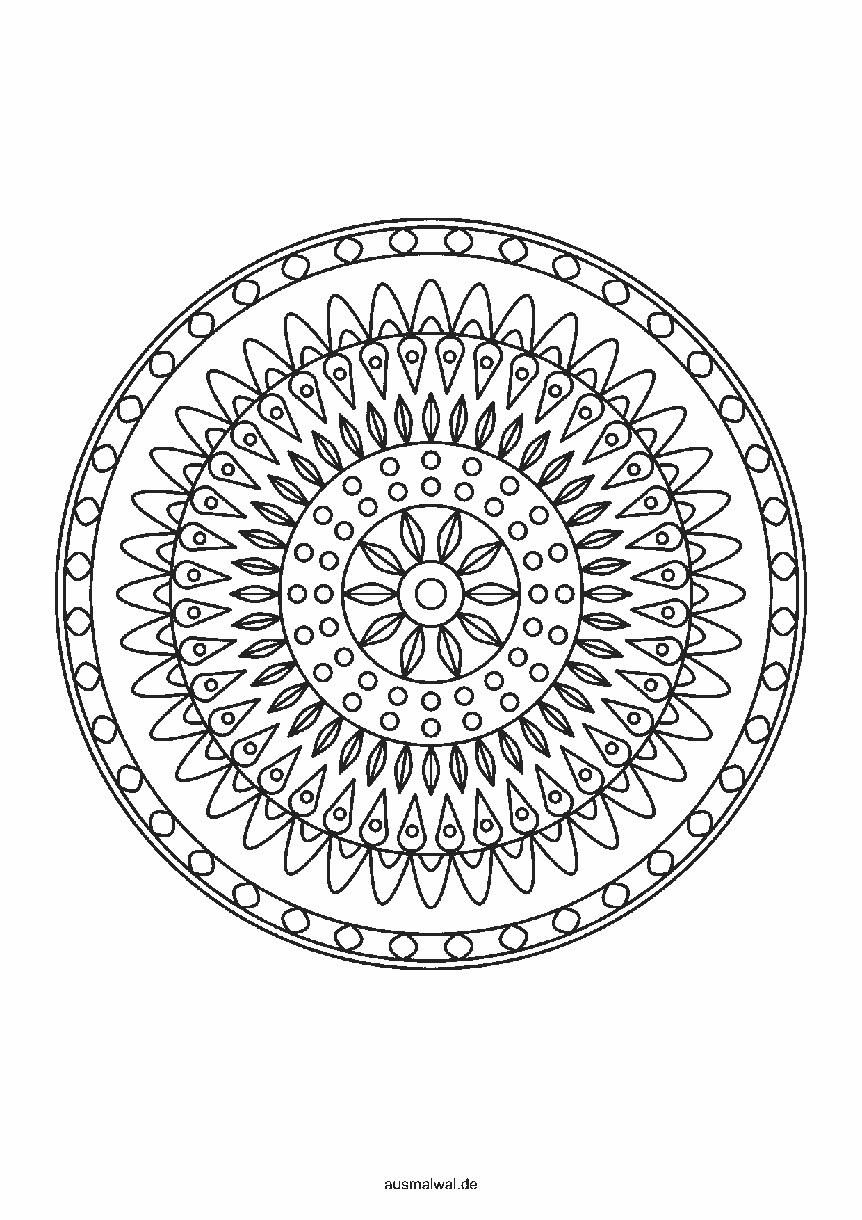 Mandala Nr. 144 zum Ausmalen, knifflig